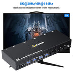 KC-KVM402DP 8K 30Hz 4 Input 2 Output DP / USB3.0 Dual Monitor KVM Switch, US Plug, EU Plug, UK Plug, AU Plug