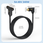 240W Type-C Male Elbow to Type-C Female Screw Fixed Panel Extension Cable with Ear, 0.3m, 0.6m, 1m, 1.8m