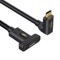 Type-C Straight Elbow to Type-C Female Screw Fixed Panel Extension Cable with Ear, 0.3m, 0.6m, 1m, 1.8m