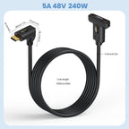 Type-C Straight Elbow to Type-C Female Screw Fixed Panel Extension Cable with Ear, 0.3m, 0.6m, 1m, 1.8m