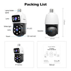 SriHome SH068 E27 4MP HD Dual Lens Light Bulb Camera Outdoor IP66 Waterproof, SH068