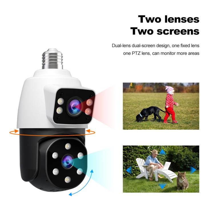 SriHome SH068 E27 4MP HD Dual Lens Light Bulb Camera Outdoor IP66 Waterproof, SH068