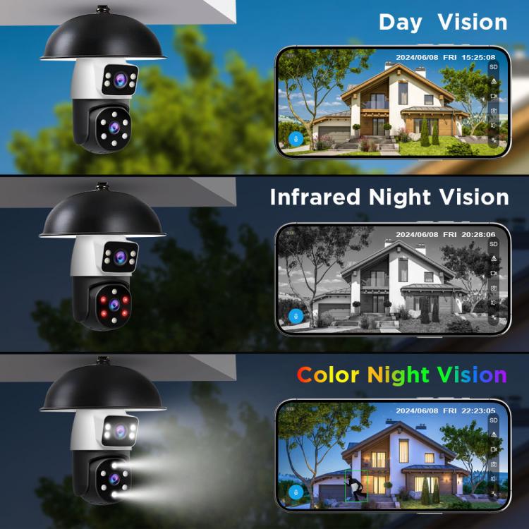 SriHome SH068 E27 4MP HD Dual Lens Light Bulb Camera Outdoor IP66 Waterproof, SH068