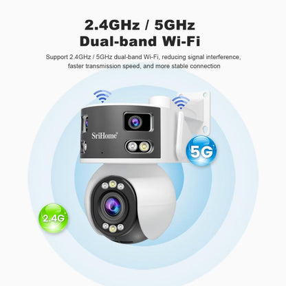 SriHome SH055B 8MP HD Multi-lens Super Wide Angle Panoramic PTZ Dome Camera, SH055B