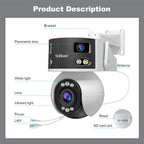 SriHome SH055B 8MP HD Multi-lens Super Wide Angle Panoramic PTZ Dome Camera, SH055B