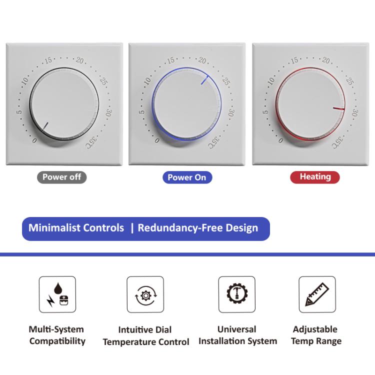 Smart Home Screenless Knob Thermostat Only With External Sensors, Dual Color LED Indicator, BHT-101GAL Water Heating, BHT-101GBL Electric Heating, BHT-101GCL Boiler Heating