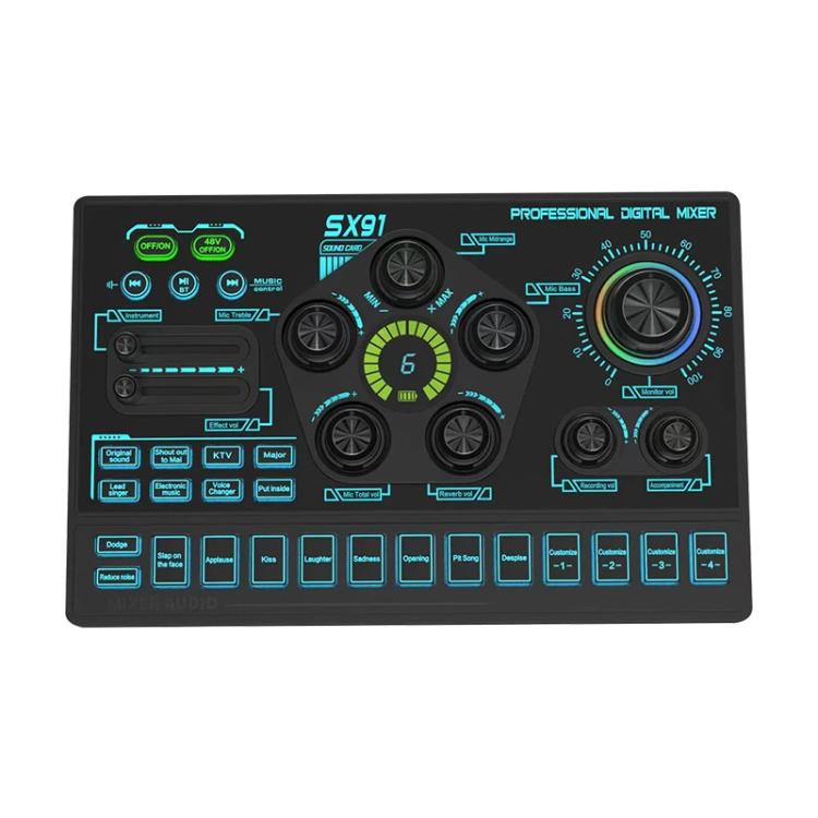 SX91 Multi-function Professional Mixer Mobile Phone Computer Live Streaming Sound Card, SX91