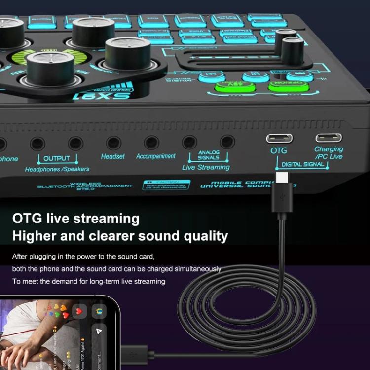 SX91 Multi-function Professional Mixer Mobile Phone Computer Live Streaming Sound Card, SX91