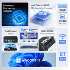 GXMO N15 Windows 11 Mini PC, Intel ADL-N N150 4-Core Processor, 8GB+256GB, 16GB+512GB