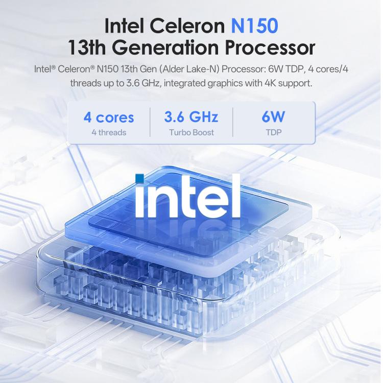 GXMO N15 Windows 11 Mini PC, Intel ADL-N N150 4-Core Processor, 8GB+256GB, 16GB+512GB