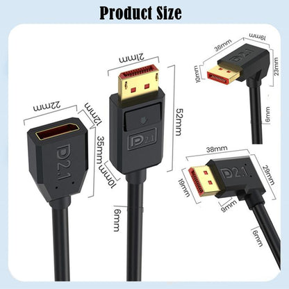 52Gbps 16K 30Hz DisplayPort Extension Adapter Cable, Length: 15cm, DP2.1 Male to DP2.1 Female Straight, DP2.1 Male to DP2.1 Female Upper Elbow, DP2.1 Male to DP2.1 Female Down Elbow, DP2.1 Male to DP2.1 Female Left Elbow                                ...