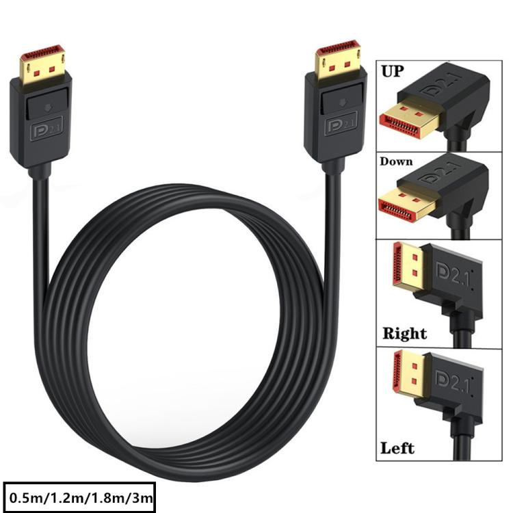 52Gbps 16K 30Hz DisplayPort Extension Adapter Cable, Length: 3m, DP2.1 to DP2.1 Straight, DP2.1 to DP2.1 Upper Elbow, DP2.1 to DP2.1 Down Elbow, DP2.1 to DP2.1 Left Elbow, DP2.1 to DP2.1 Right Elbow