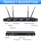XTUGA M6604S-H Diversity Wireless Microphone System 4 Channel UHF Handheld Microphone, M6604S-H