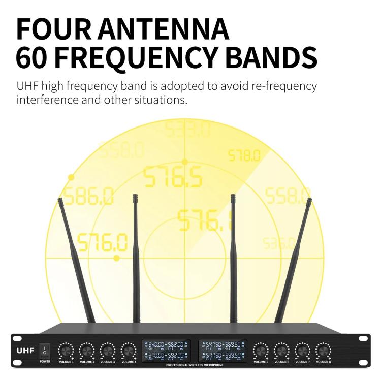 YT8 Wireless 8 Channel UHF Handheld Microphone for Stage Show, 8 Short Microphones, 8 Gooseneck Microphones, 8 Handheld Microphones, 8 BodyPacks