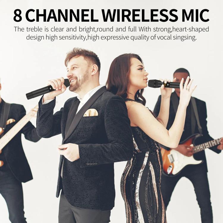 YT8 Wireless 8 Channel UHF Handheld Microphone for Stage Show, 8 Short Microphones, 8 Gooseneck Microphones, 8 Handheld Microphones, 8 BodyPacks