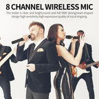 YT8 Wireless 8 Channel UHF Handheld Microphone for Stage Show, 8 Short Microphones, 8 Gooseneck Microphones, 8 Handheld Microphones, 8 BodyPacks