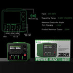 2UUL PC01 POWER MAX 200W Multi-Port Charger Adjustable Voltage Power Supply, US Plug, EU Plug