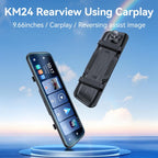 Yesido KM24 9.66 inch HD Image Reversing Assist CarPlay Streaming Rearview Mirror Dash Cam, KM24