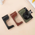 Buffalo Texture PU Leather Camera Half Case Base with Shoulder Strap, For FUJIFILM X100VI
