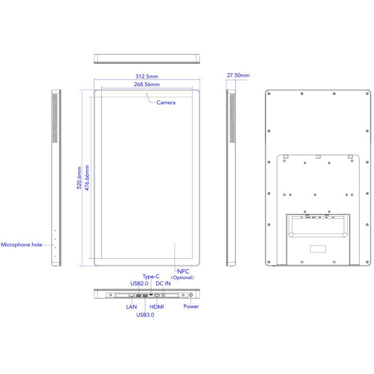 WA2189T 21.5 inch IPS Screen Advertising Machine Android 14 RK3576S 4GB+32GB, Specification: EU Plug
