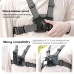 Quick Release Body Mount Belt Chest Strap with Mount & Screw, 3 in 1, 4 in 1, 10 in 1 360 Phone Clamp