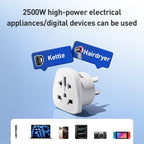 MOMAX UA13 2500W 1-World Global Adapter Socket, AU Plug, EU Plug, UK Plug, US Plug