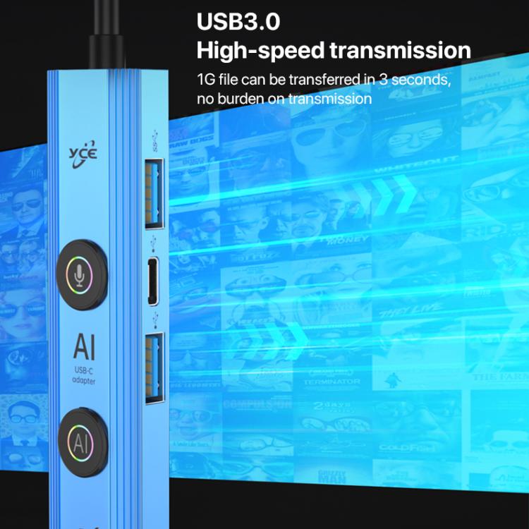 YCE V297A 7 in 1 USB-C / Type-C HUB Adapter AI Docking Station Support 8K Output, V297A