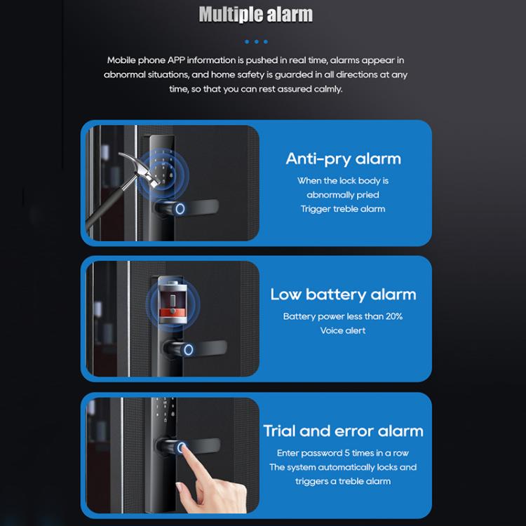 Z17 Tuya Smart WiFi Electronic Fingerprint Password Door Lock, 14.7cm, 16cm, 17cm, 18cm