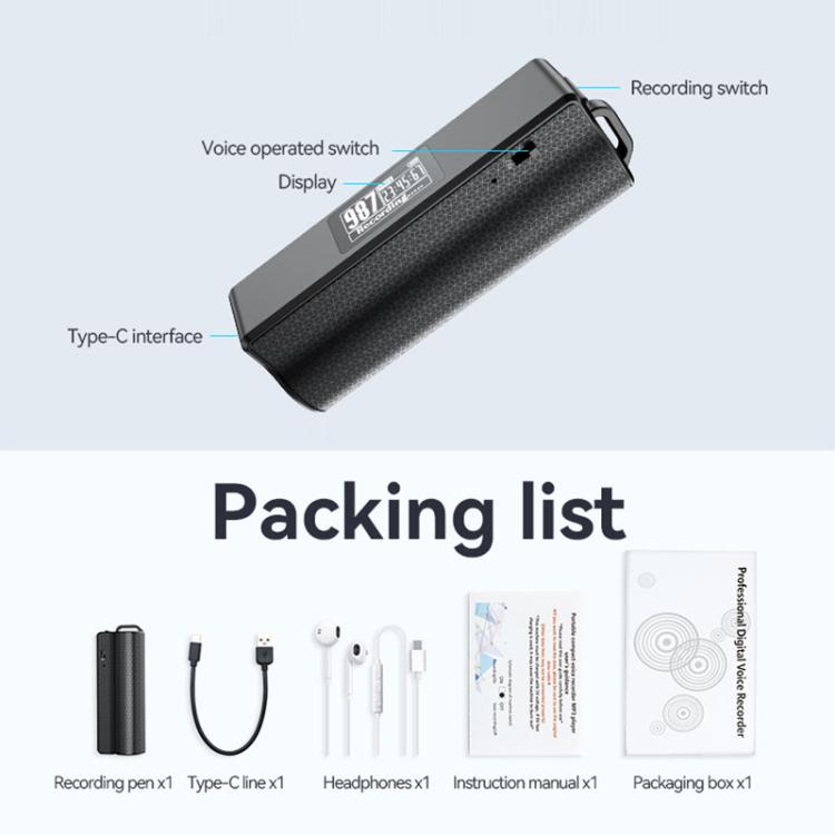 JNN Q70P OLED Display Magnetic Noise Reduction Voice Recording Pen Support APP Control, 8GB, 16GB, 32GB, 64GB, 128GB