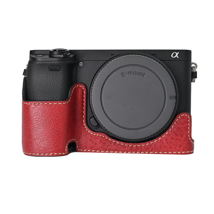 Litchi Texture PU Leather Camera Half Case Base, For Sony ILCE-6700 / A6700, For Sony ILCE-6400 / A6300 / A6200