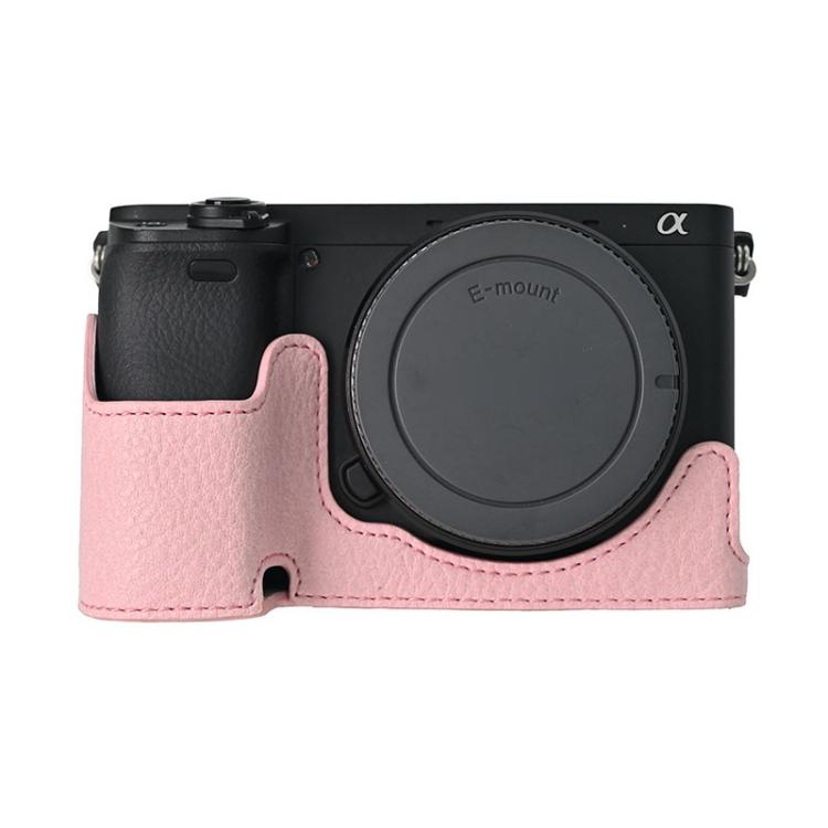 Litchi Texture PU Leather Camera Half Case Base, For Sony ILCE-6700 / A6700, For Sony ILCE-6400 / A6300 / A6200