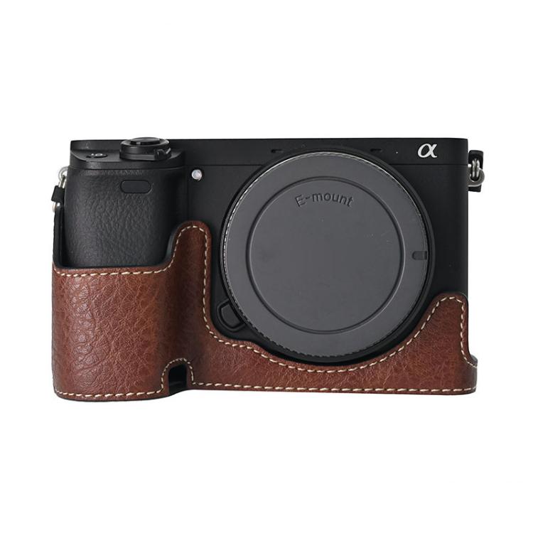 Litchi Texture PU Leather Camera Half Case Base, For Sony ILCE-6700 / A6700, For Sony ILCE-6400 / A6300 / A6200
