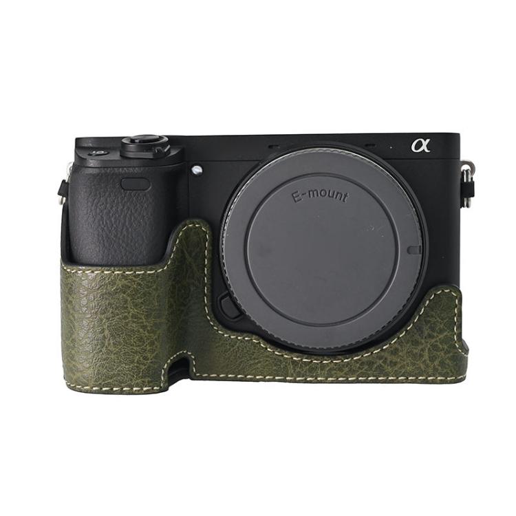 Litchi Texture PU Leather Camera Half Case Base, For Sony ILCE-6700 / A6700, For Sony ILCE-6400 / A6300 / A6200