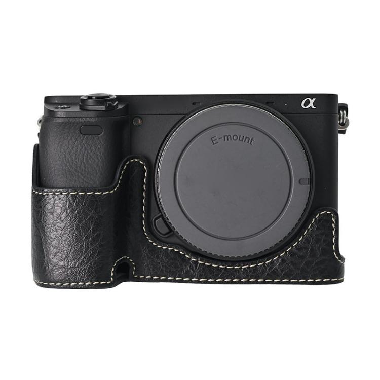Litchi Texture PU Leather Camera Half Case Base, For Sony ILCE-6700 / A6700, For Sony ILCE-6400 / A6300 / A6200