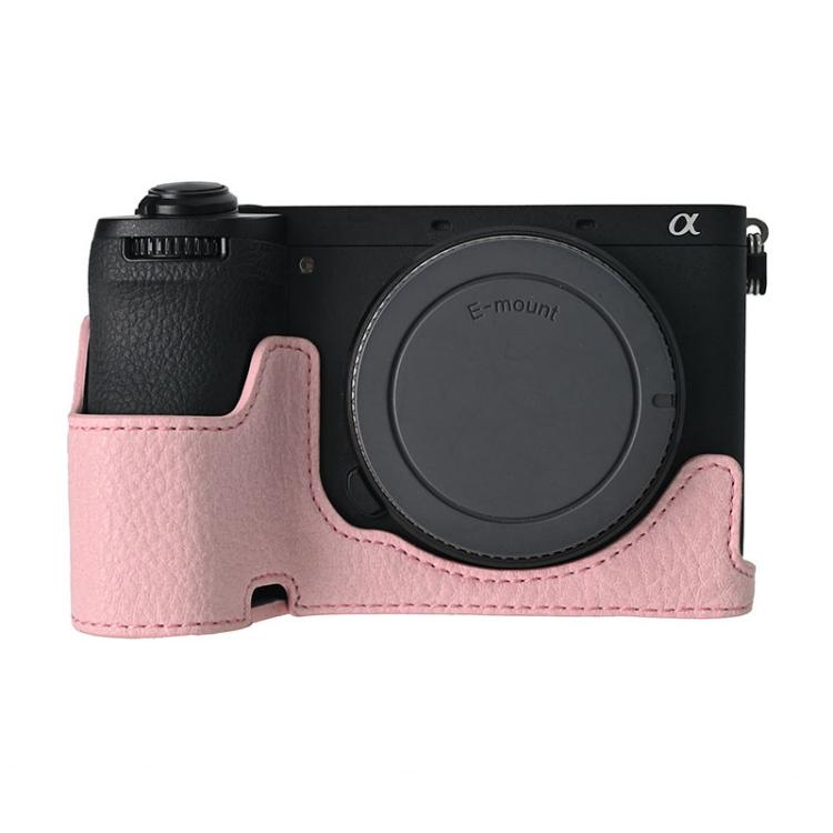 Litchi Texture PU Leather Camera Half Case Base, For Sony ILCE-6700 / A6700, For Sony ILCE-6400 / A6300 / A6200