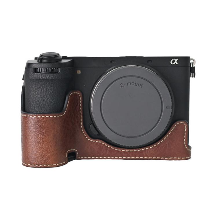 Litchi Texture PU Leather Camera Half Case Base, For Sony ILCE-6700 / A6700, For Sony ILCE-6400 / A6300 / A6200