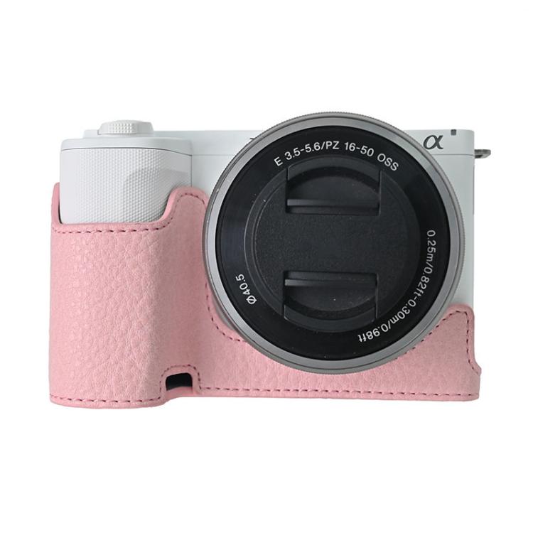 Litchi Texture PU Leather Camera Half Case Base, For Sony Alpha ZV-E10 II / ZV-E10M2