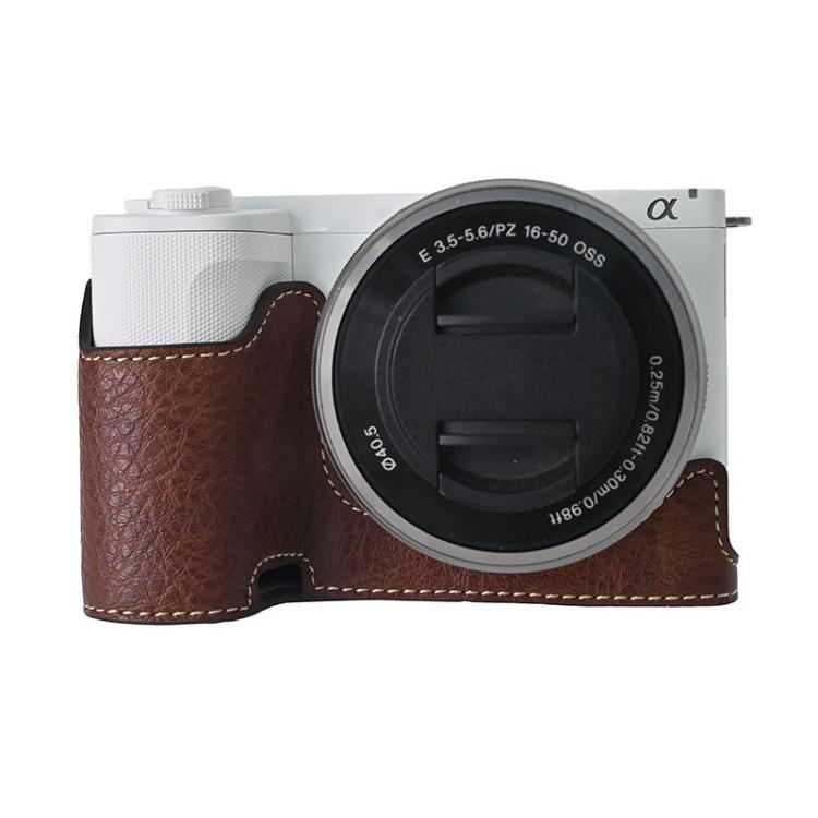 Litchi Texture PU Leather Camera Half Case Base, For Sony Alpha ZV-E10 II / ZV-E10M2