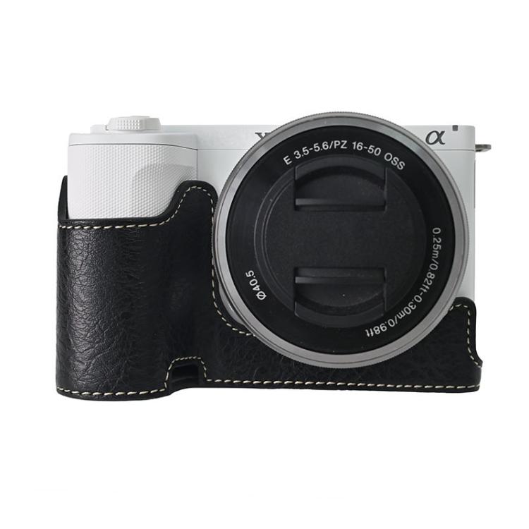 Litchi Texture PU Leather Camera Half Case Base, For Sony Alpha ZV-E10 II / ZV-E10M2