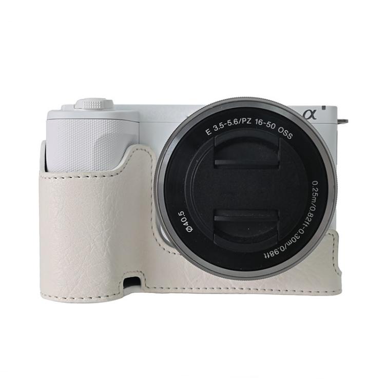 Litchi Texture PU Leather Camera Half Case Base, For Sony Alpha ZV-E10 II / ZV-E10M2