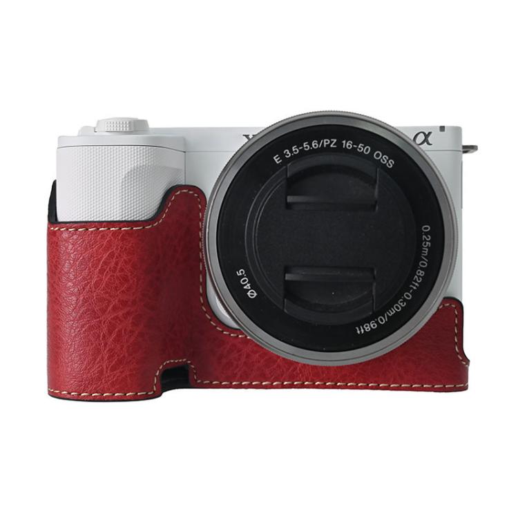 Litchi Texture PU Leather Camera Half Case Base, For Sony Alpha ZV-E10 II / ZV-E10M2