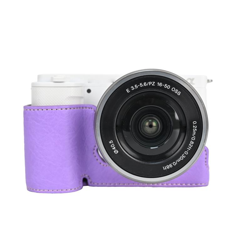 Litchi Texture PU Leather Camera Half Case Base, For Sony Alpha ZV-E10 II / ZV-E10M2