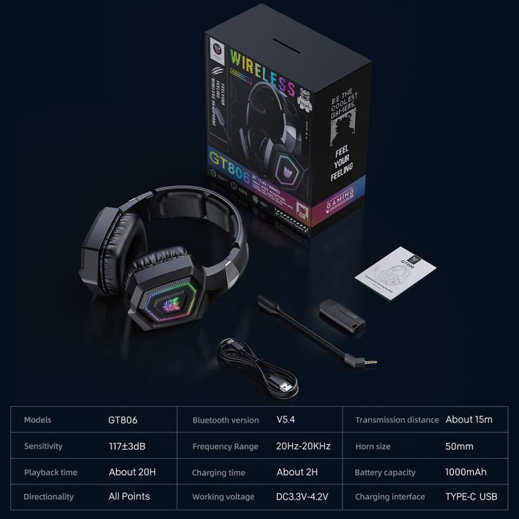 ONIKUMA GT806 Tri-mode Bluetooth 2.4G Wired E-sports Game Headset, GT806