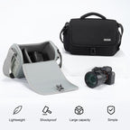 CADeN D27-1 Portable Digital Camera Bag with Strap, 26 x 21 x 15cm Grey, 31 x 21 x 17cm Black