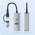 Type-C / 8 Pin to Type-C RJ45 USB-A HUB Expand Converter, Type-C / 8 Pin