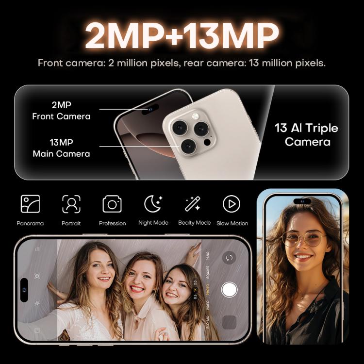 I16 Pro Max / PDQ6, 4GB+64GB, 6.58 inch Android 10 MTK6739 Quad Core, Network: 4G, Dual SIM, EU Plug, US Plug, UK Plug, AU Plug