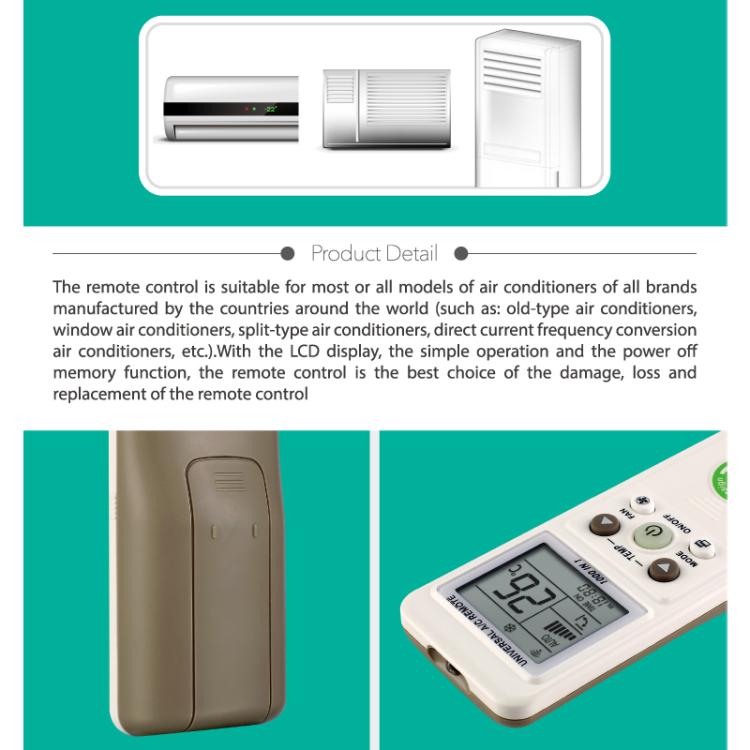 CHUNGHOP K-1038ES Universal Air Conditioner Remote Control with Brand Button Pairing Function, K-1038ES