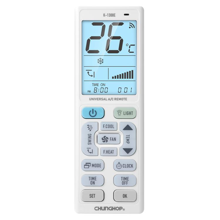 CHUNGHOP K-1308E Universal Air Conditioner Remote Control with Torch and LCD Backlight, K-1308E