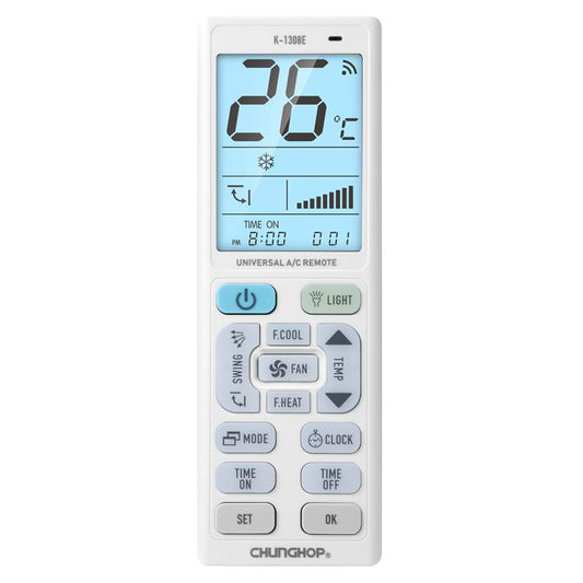 CHUNGHOP K-1308E Universal Air Conditioner Remote Control with Torch and LCD Backlight, K-1308E