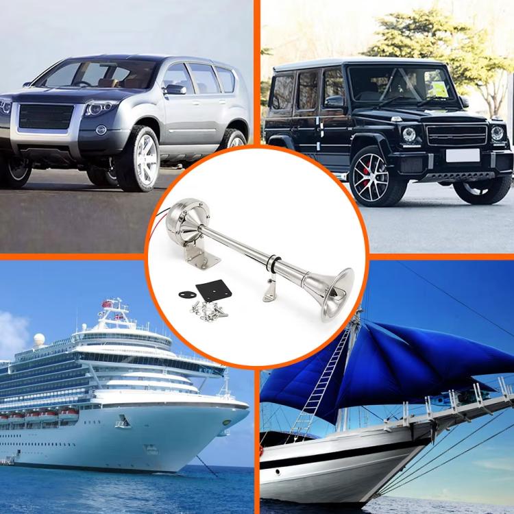 12V 125dB Car / Truck / Boat Stainless Steel Electric Horn with Mounting Bracket, TZ335
